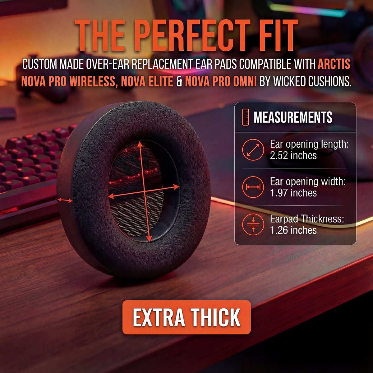 Wicked Cushions Arctis Nova Pro Wireless, Nova Elite & Nova Pro Omni Earpads - WC FreeZe Cooling Gel