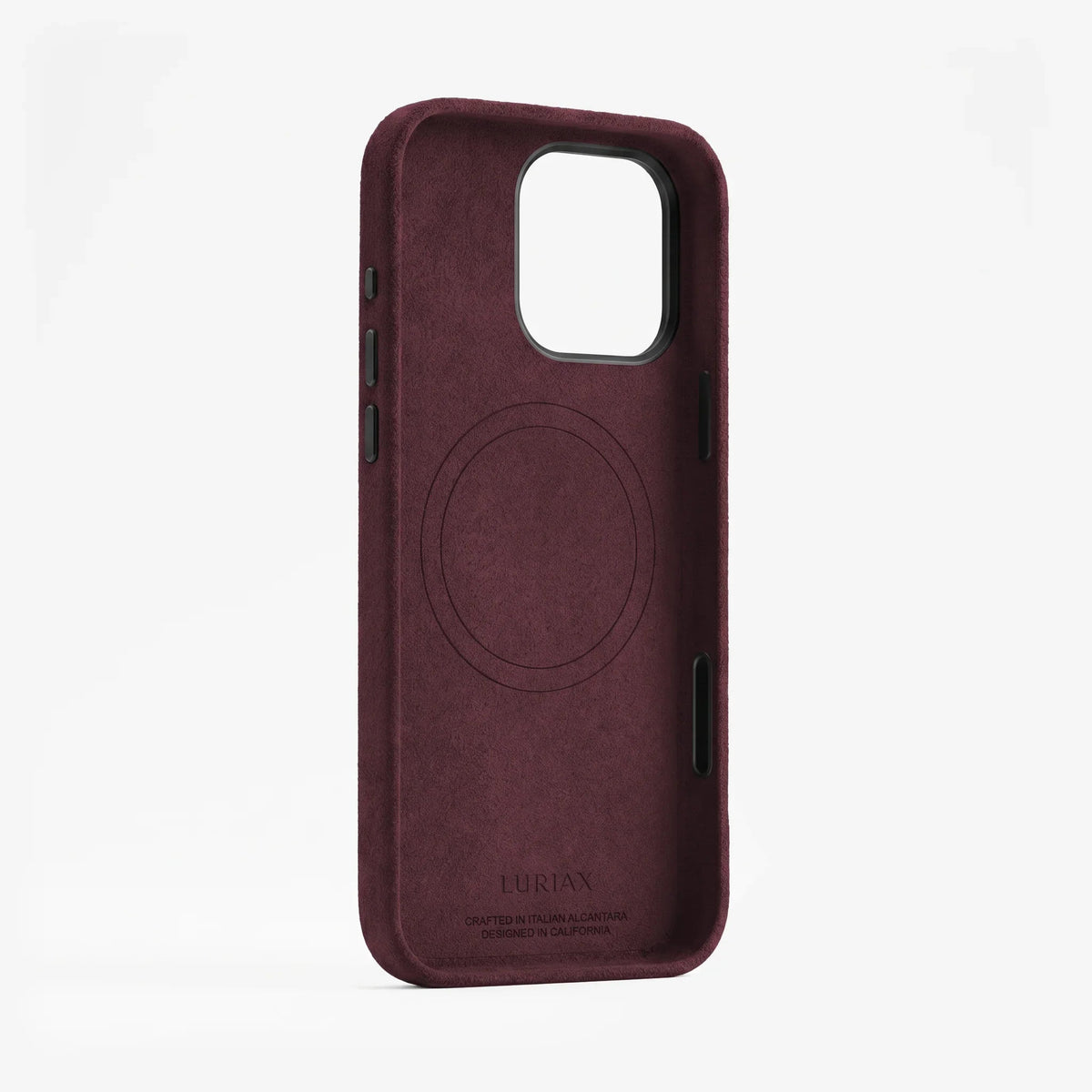 Luriax Modern iPhone 16 Case — Bordeaux — interior and camera opening