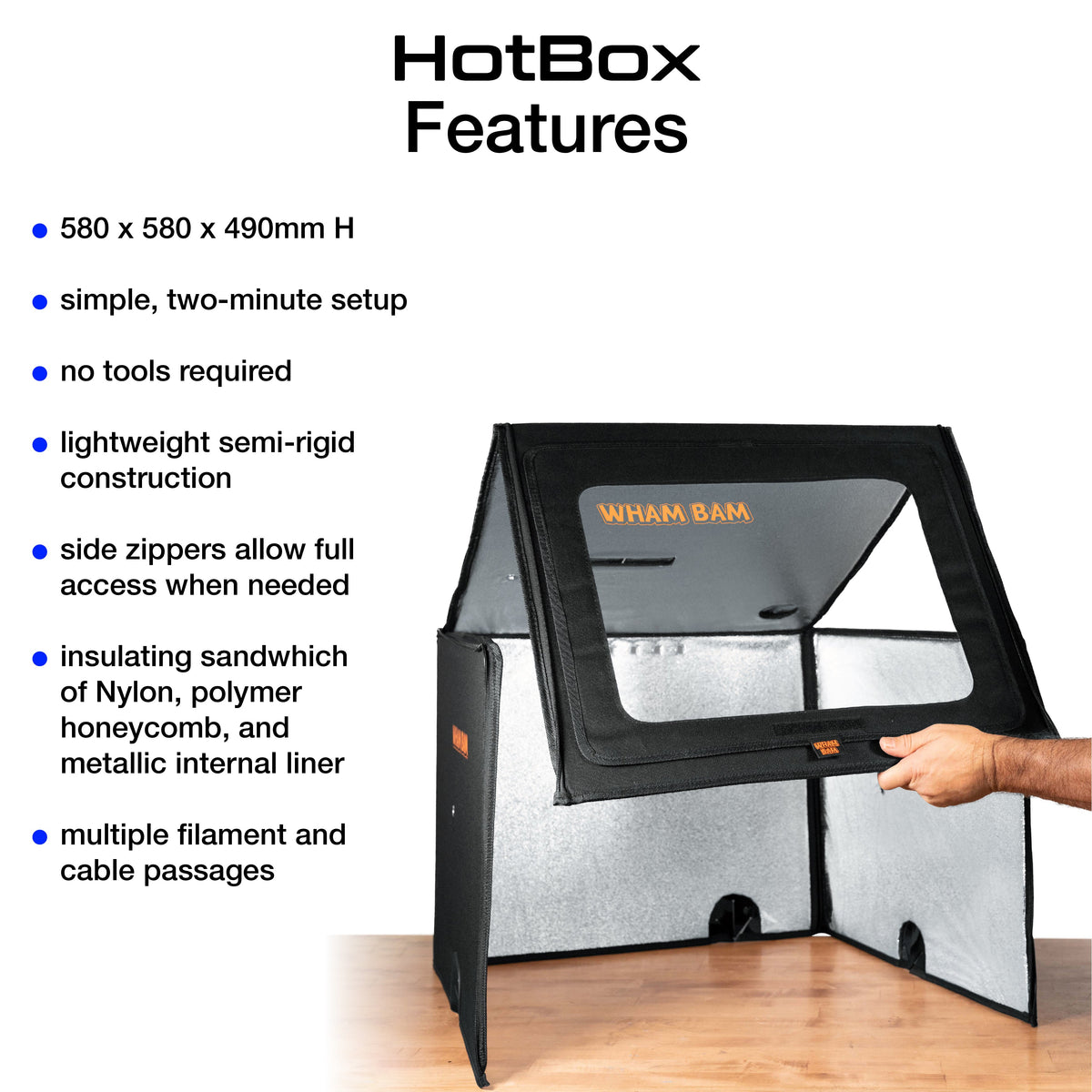 HotBox folding enclosure construction diagram