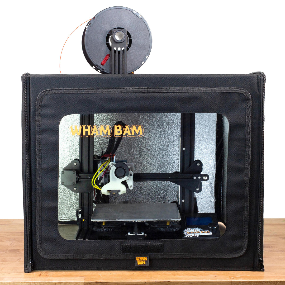 HotBox front view with example printer; printer not included