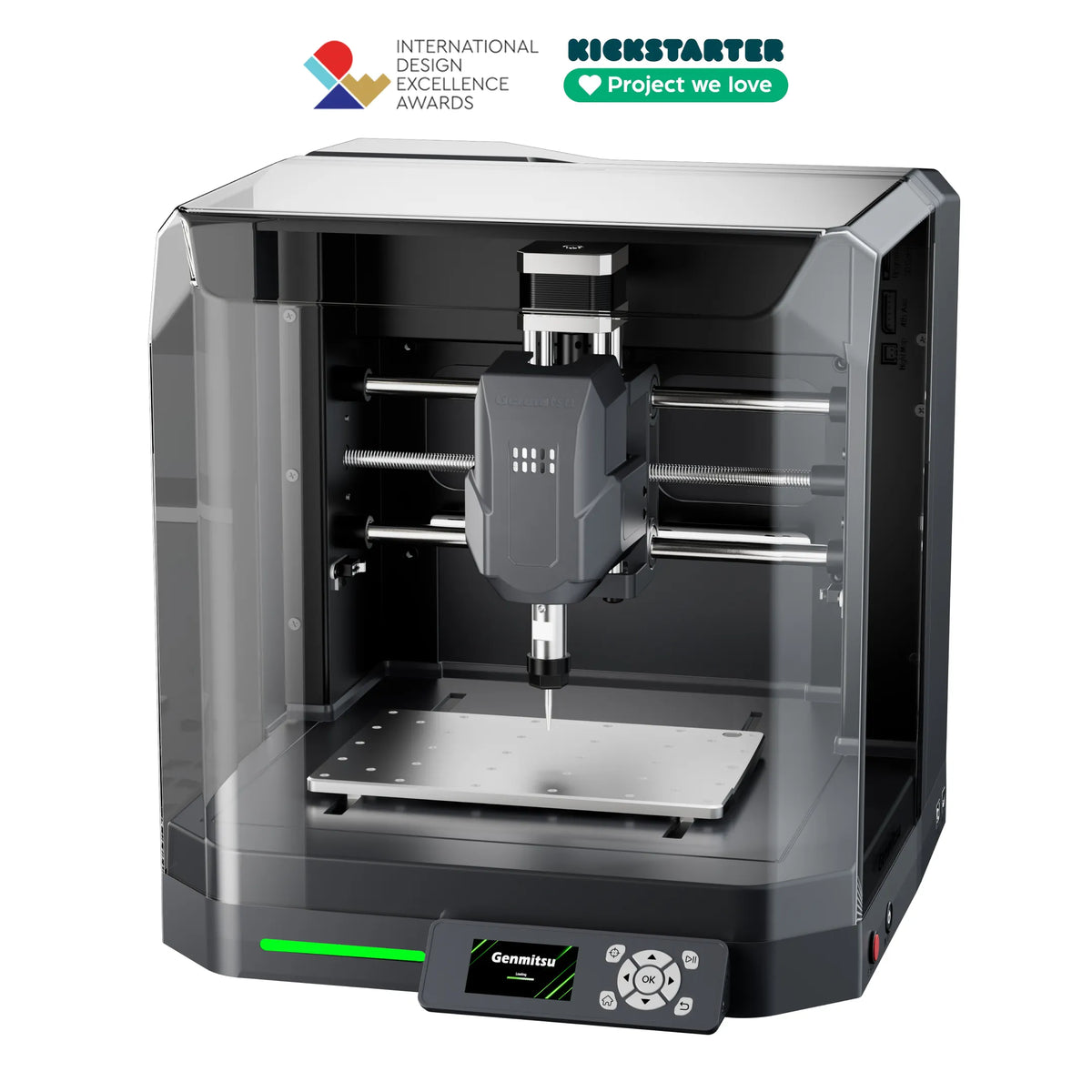 Genmitsu Cubiko enclosed desktop CNC router, front three-quarter view
