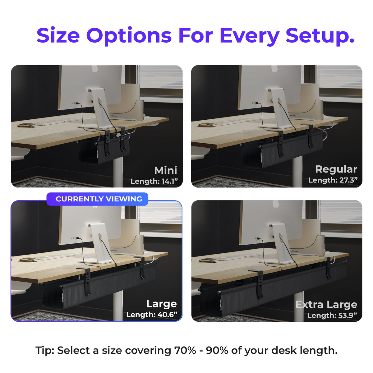 Ascrono CableCare Under-Desk Cable Management Tray