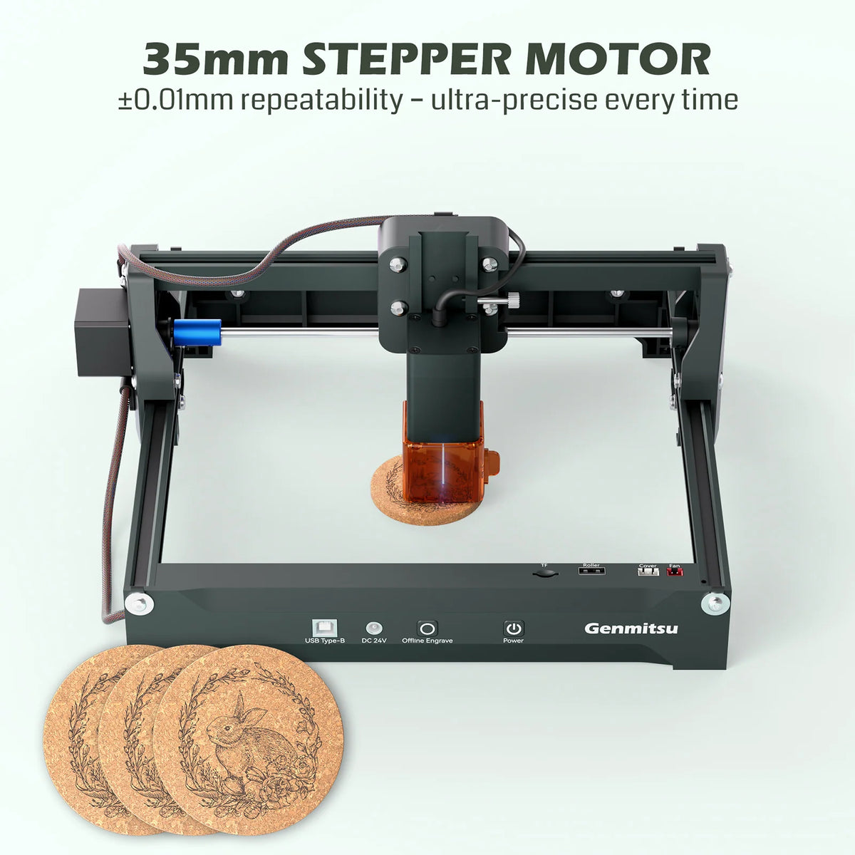 Kortek frame and laser module with a stepper motor and repeatability diagram
