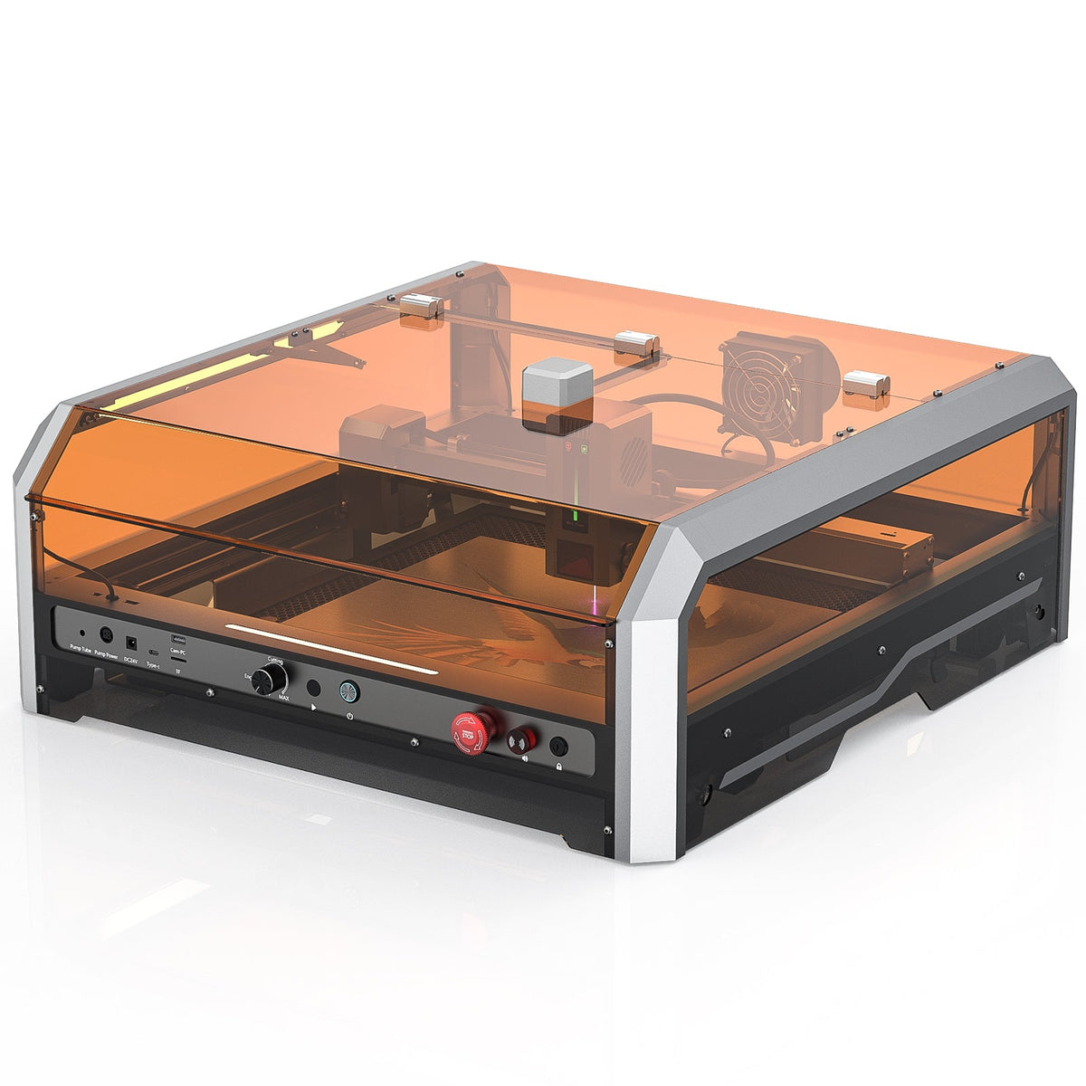 Genmitsu L8 enclosed laser engraver with orange protective cover closed