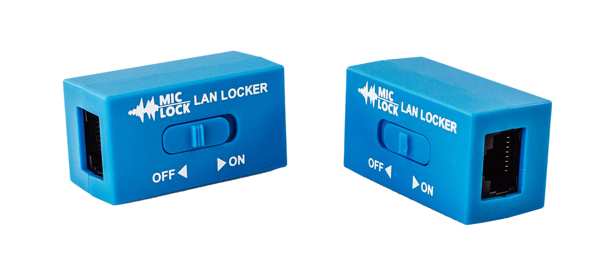 Mic-Lock LAN Locker Ethernet sockets shown from both sides