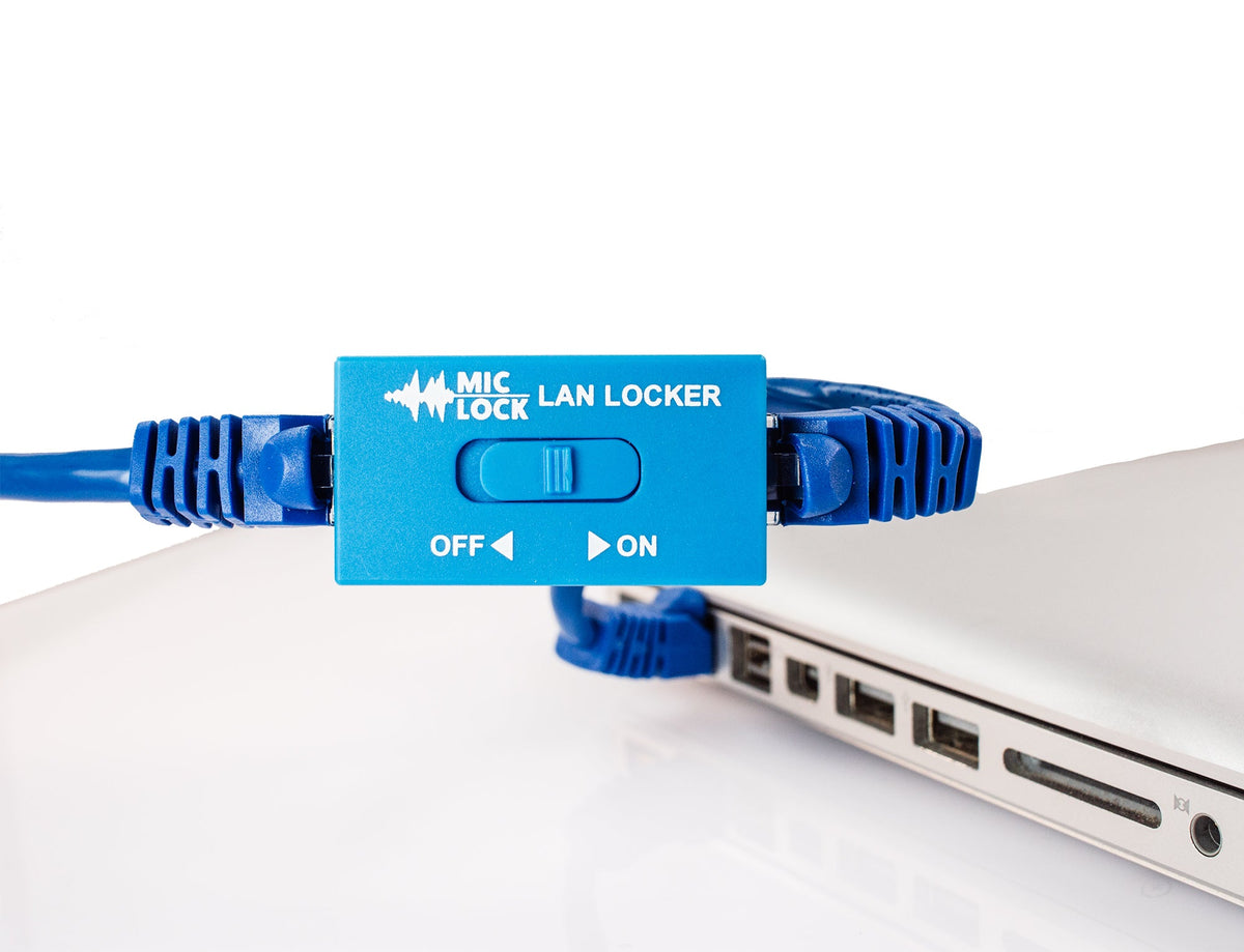 Mic-Lock LAN Locker connected to a laptop