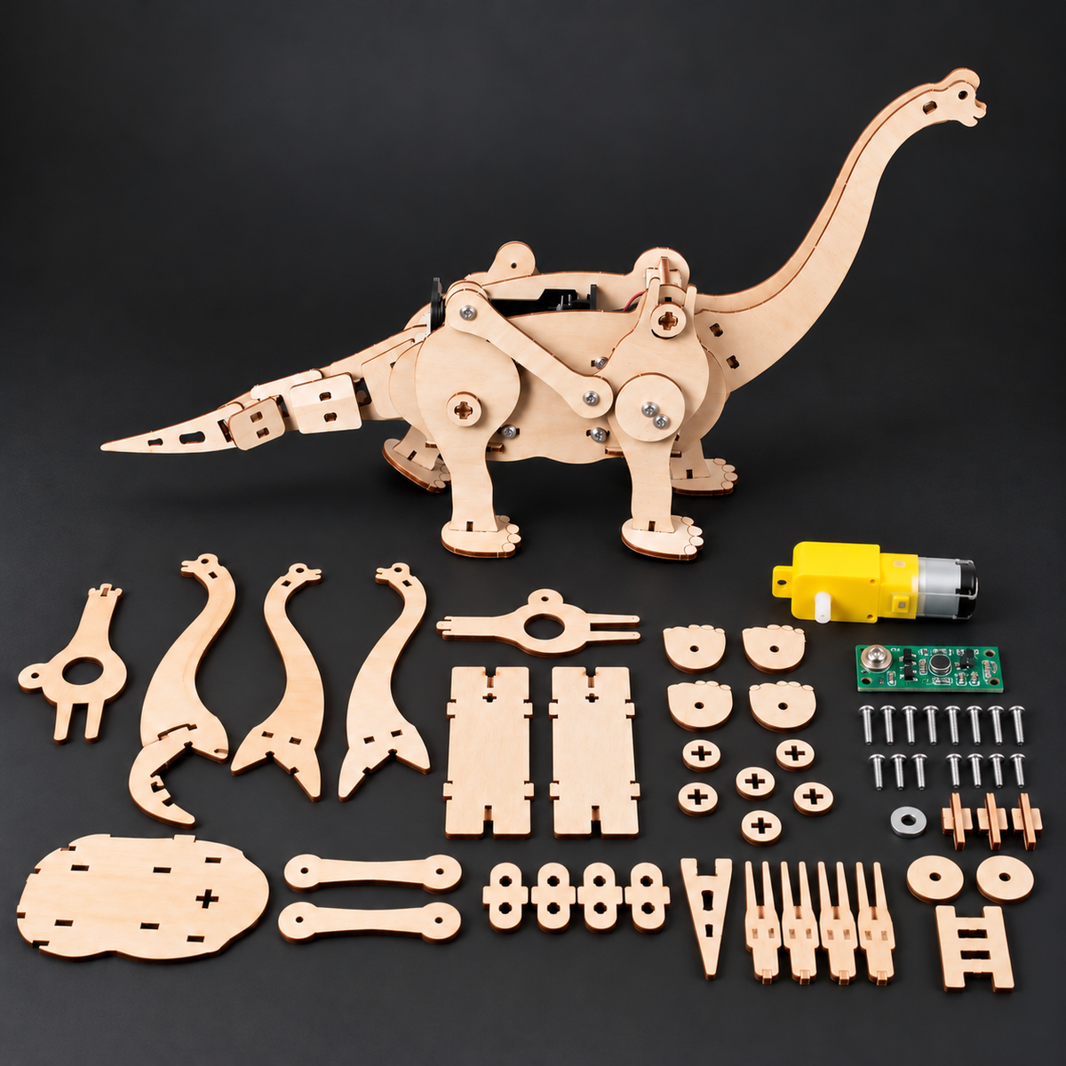 Kitsville ST078: Brachiosaurus model and parts laid out