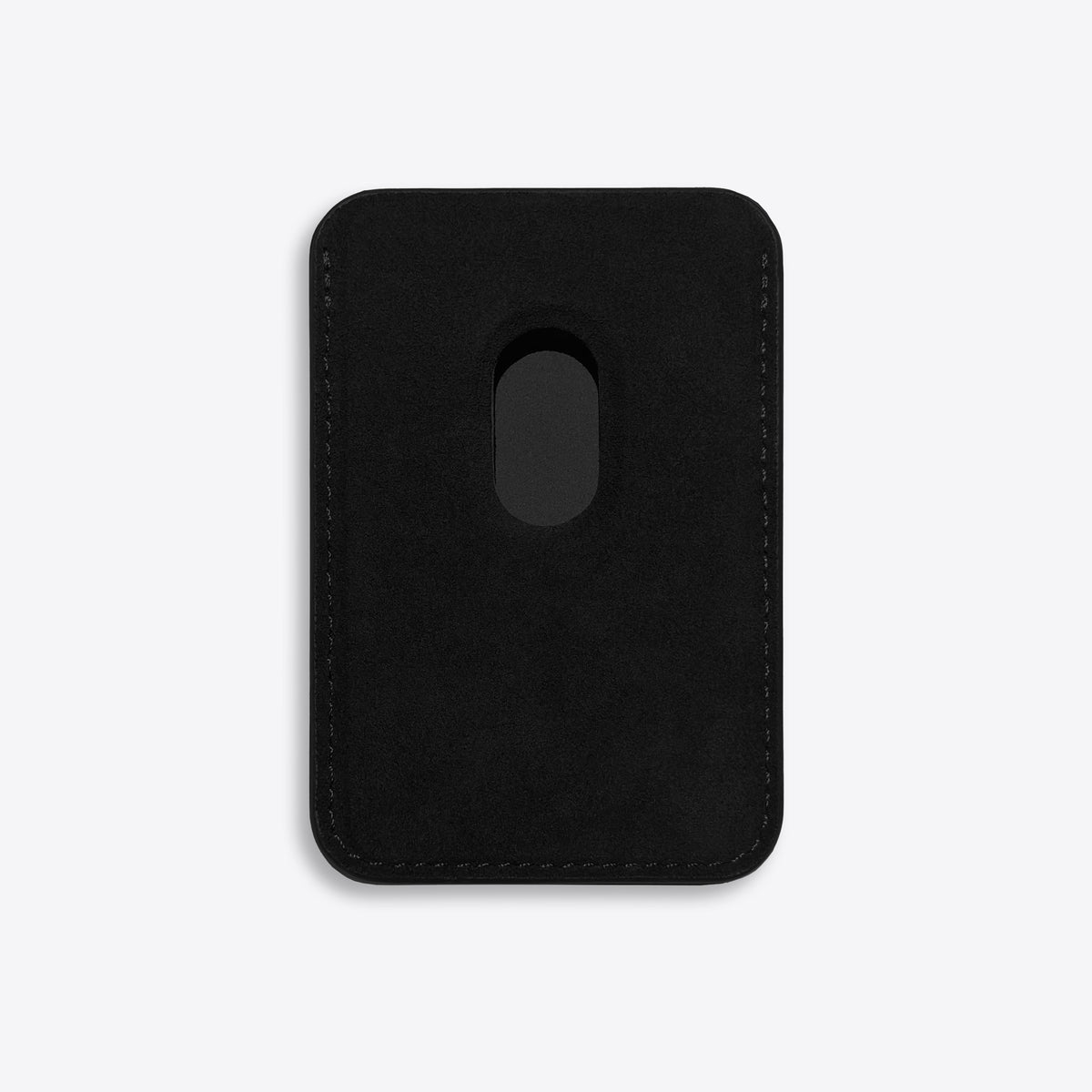Luriax Alcantara MagSafe Wallet — Pure Black — rear magnetic attachment side