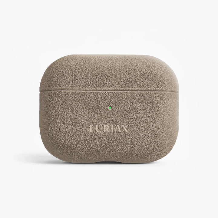 Luriax Alcantara AirPods Pro 2 / Pro 3 Case — Malibu Beige — front view