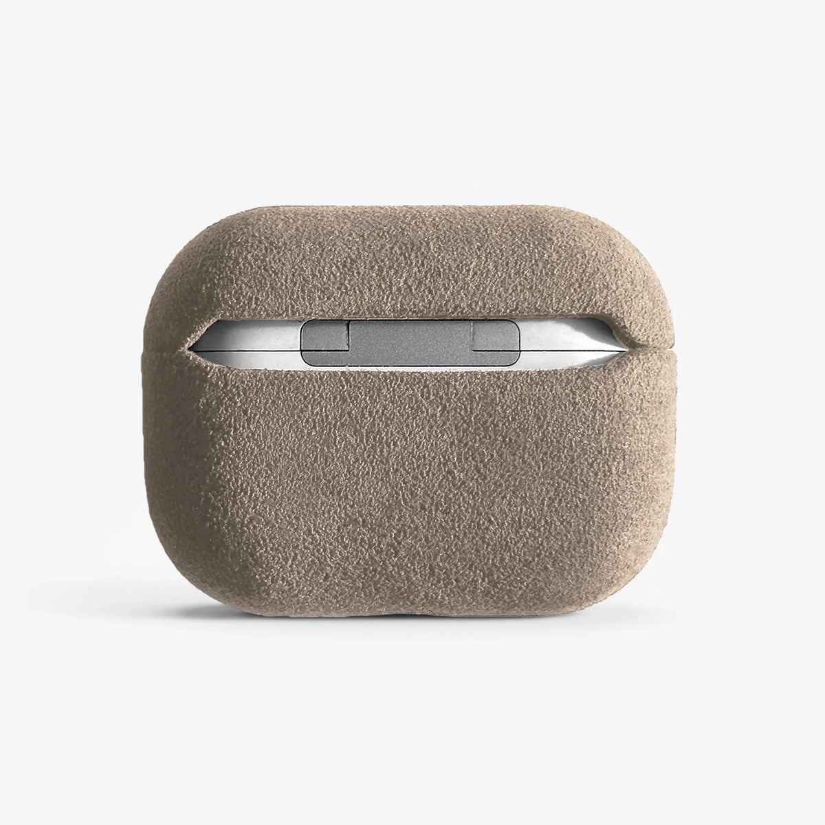 Luriax Alcantara AirPods Pro 2 / Pro 3 Case — Malibu Beige — rear hinge opening