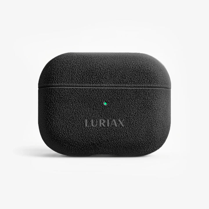 Luriax Alcantara AirPods Pro 2 / Pro 3 Case — Black Caviar — front view