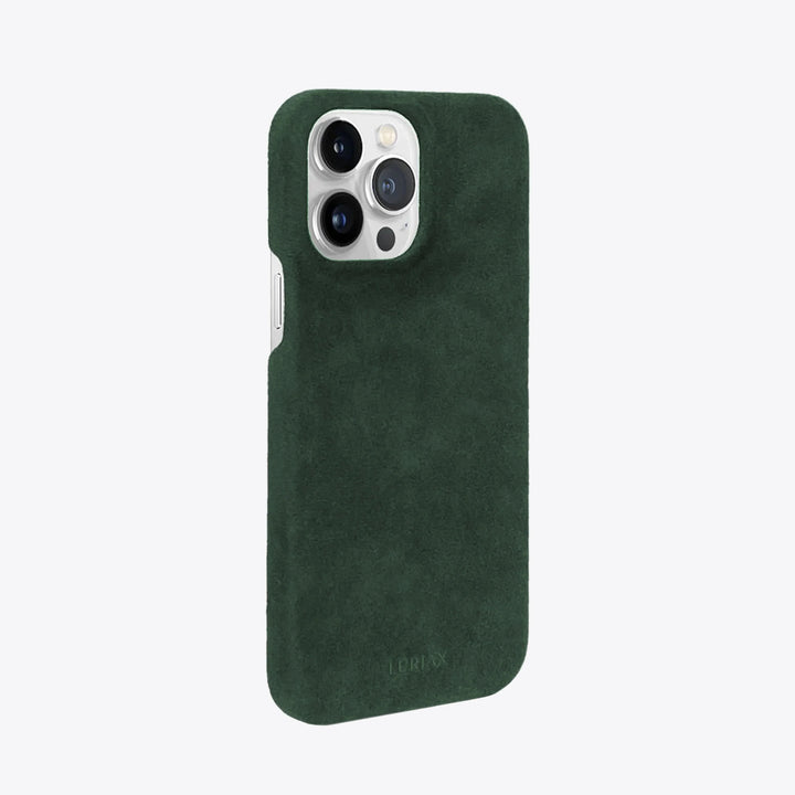 Luriax Minimal iPhone 15 Case — British Racing Green — rear view and camera opening