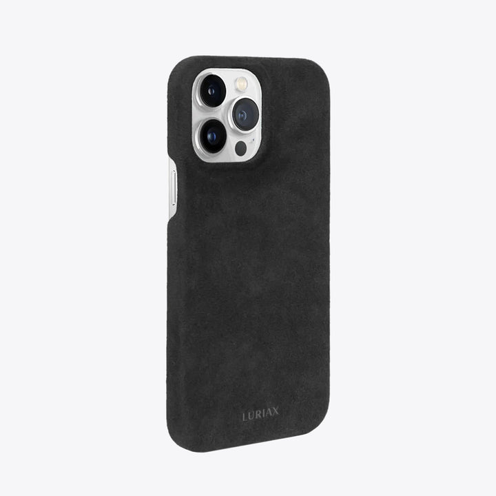 Luriax Minimal iPhone 15 Case — Black Caviar — rear view and camera opening