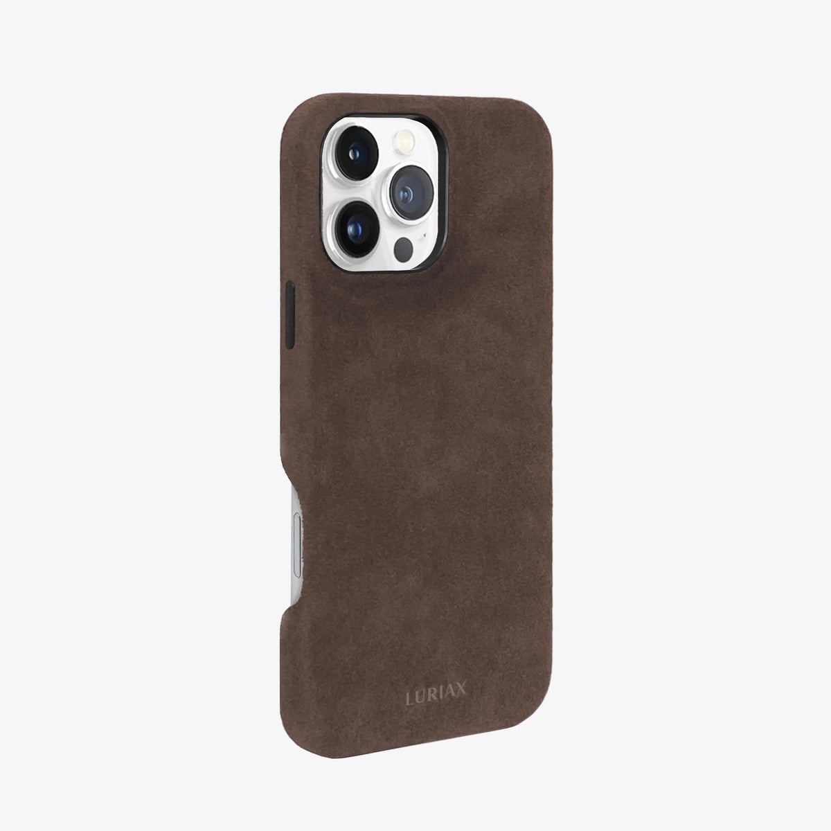 Luriax Signature Handcrafted Case iPhone 16 — Brown — rear view and camera opening