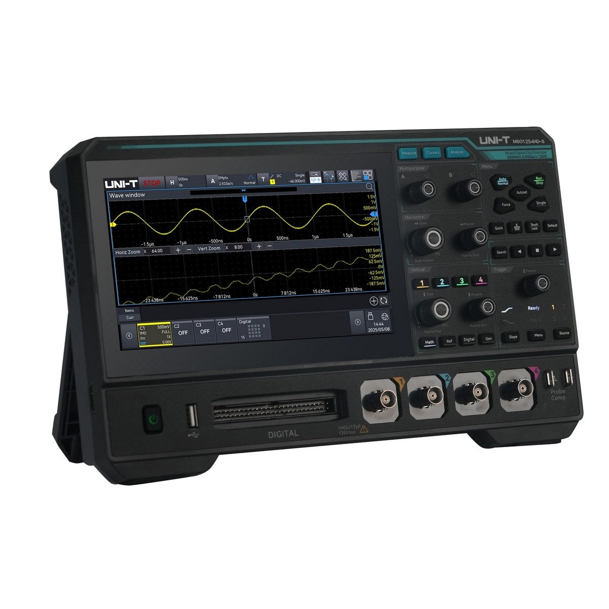 Representative MSO1254HD-series oscilloscope showing waveform traces