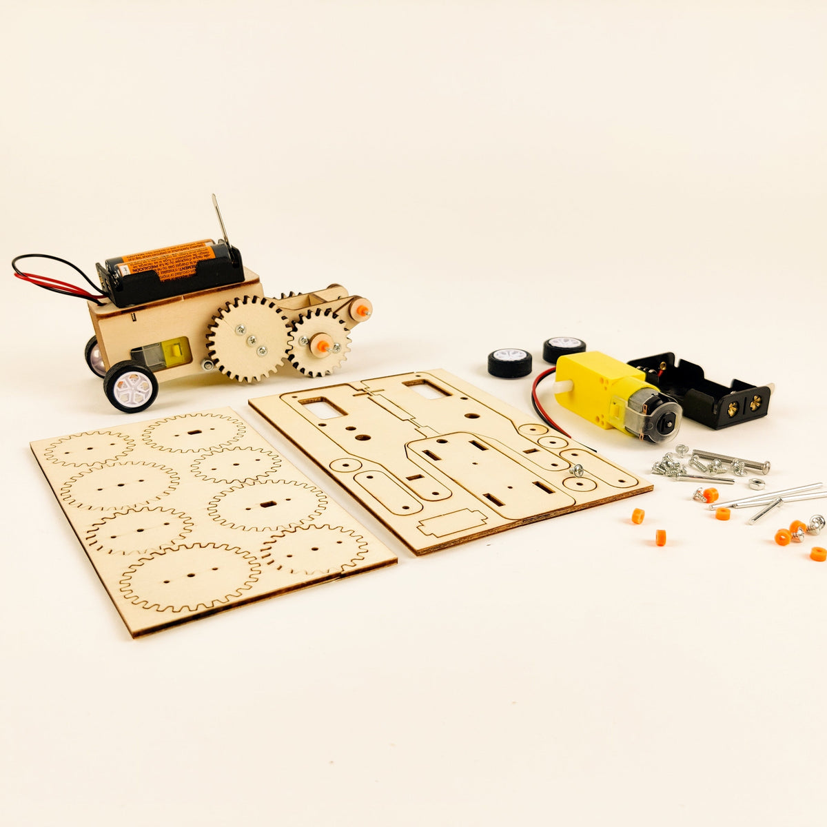 Kitsville ST034: Assembled gear car and project parts