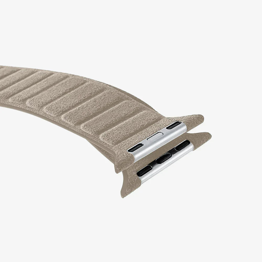 Luriax Magnetic Band Alcantara Apple Watch Band — Malibu Beige — strap and connector detail
