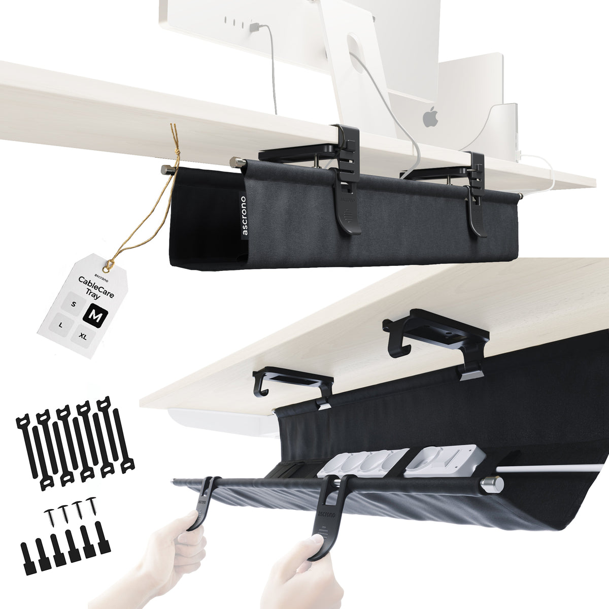 Ascrono CableCare Under-Desk Cable Management Tray