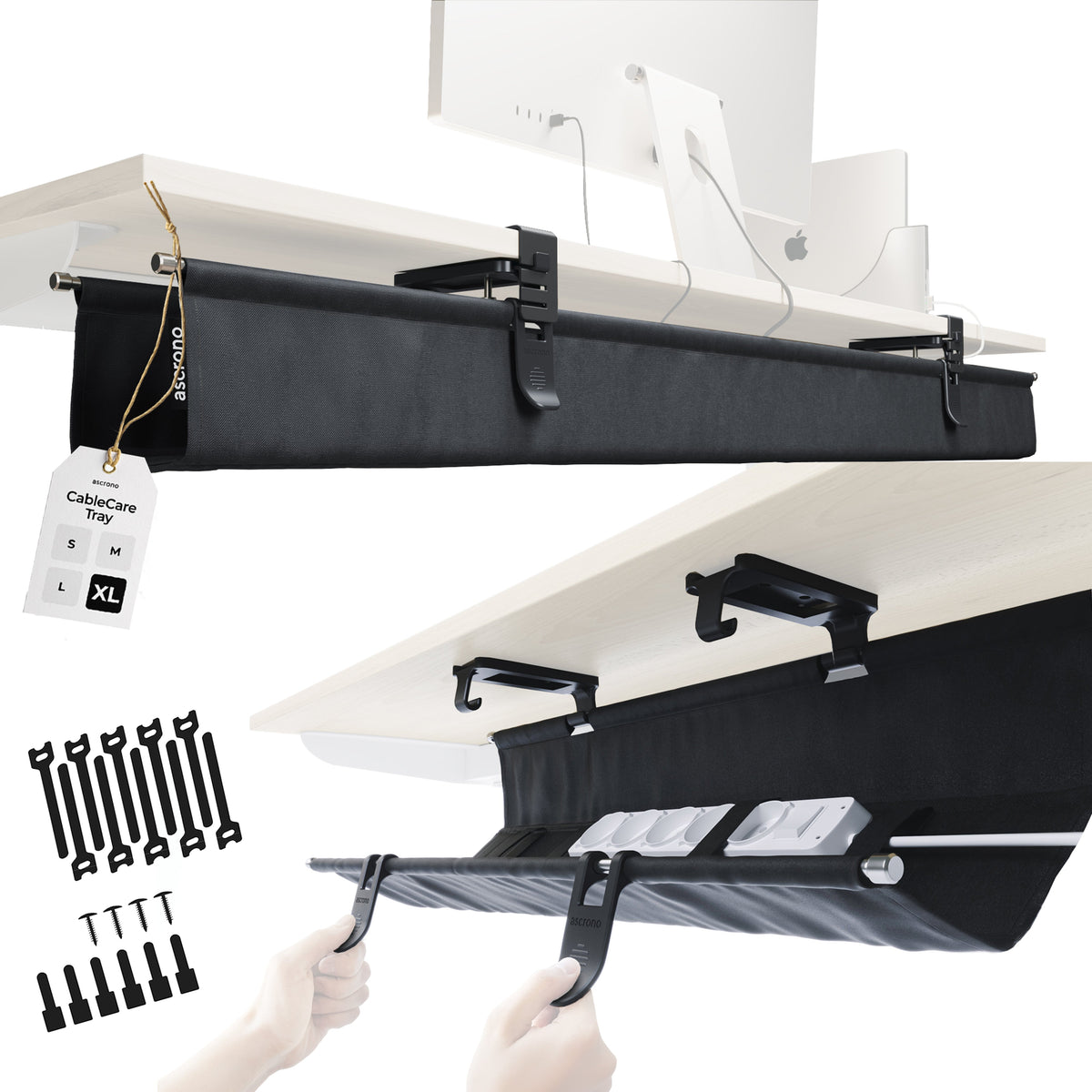 Ascrono CableCare Under-Desk Cable Management Tray