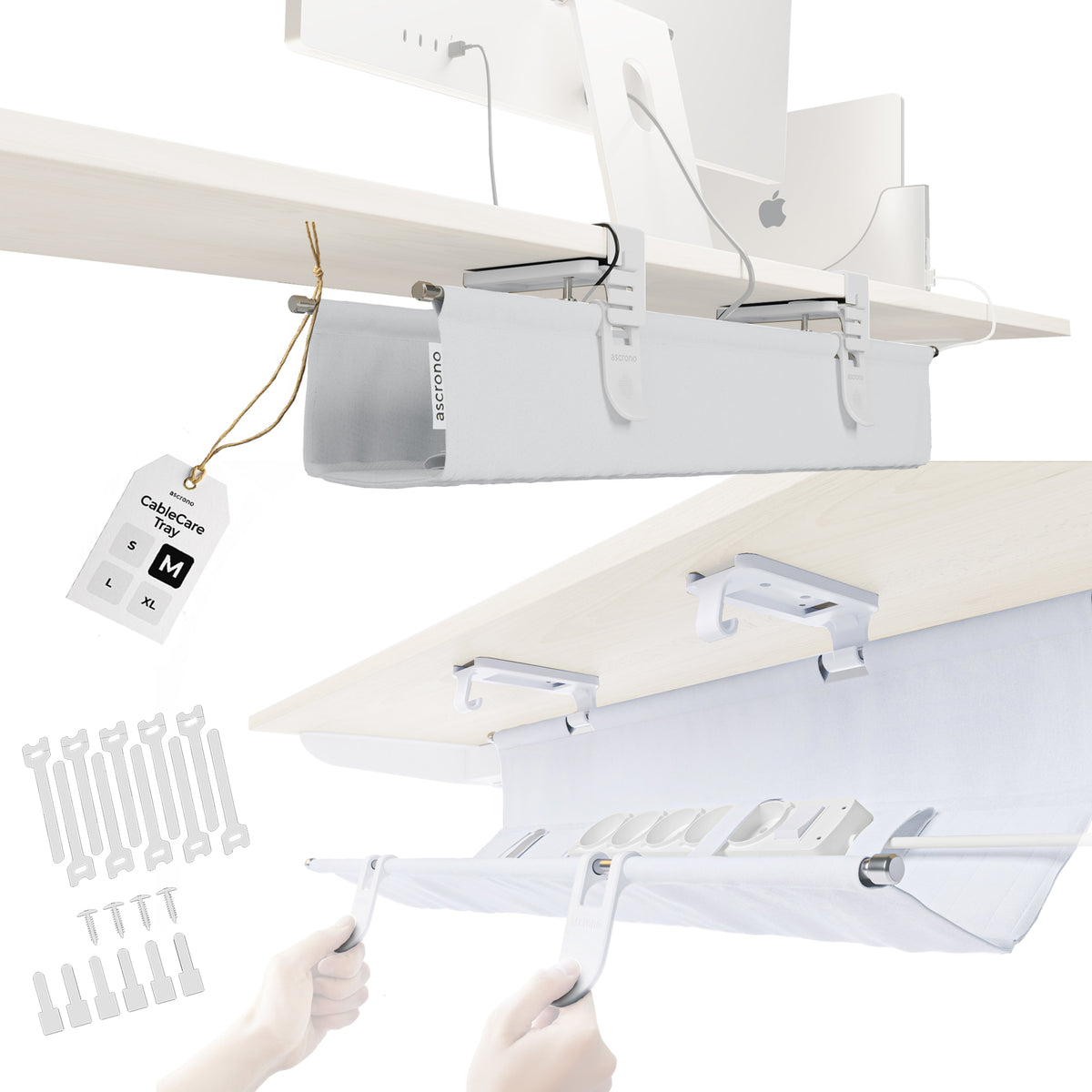 Ascrono CableCare Under-Desk Cable Management Tray