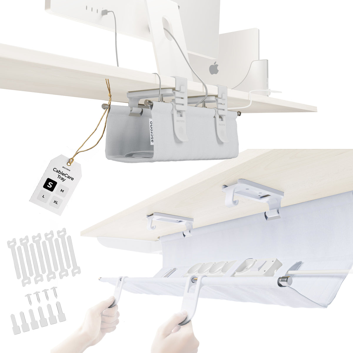 Ascrono CableCare Under-Desk Cable Management Tray