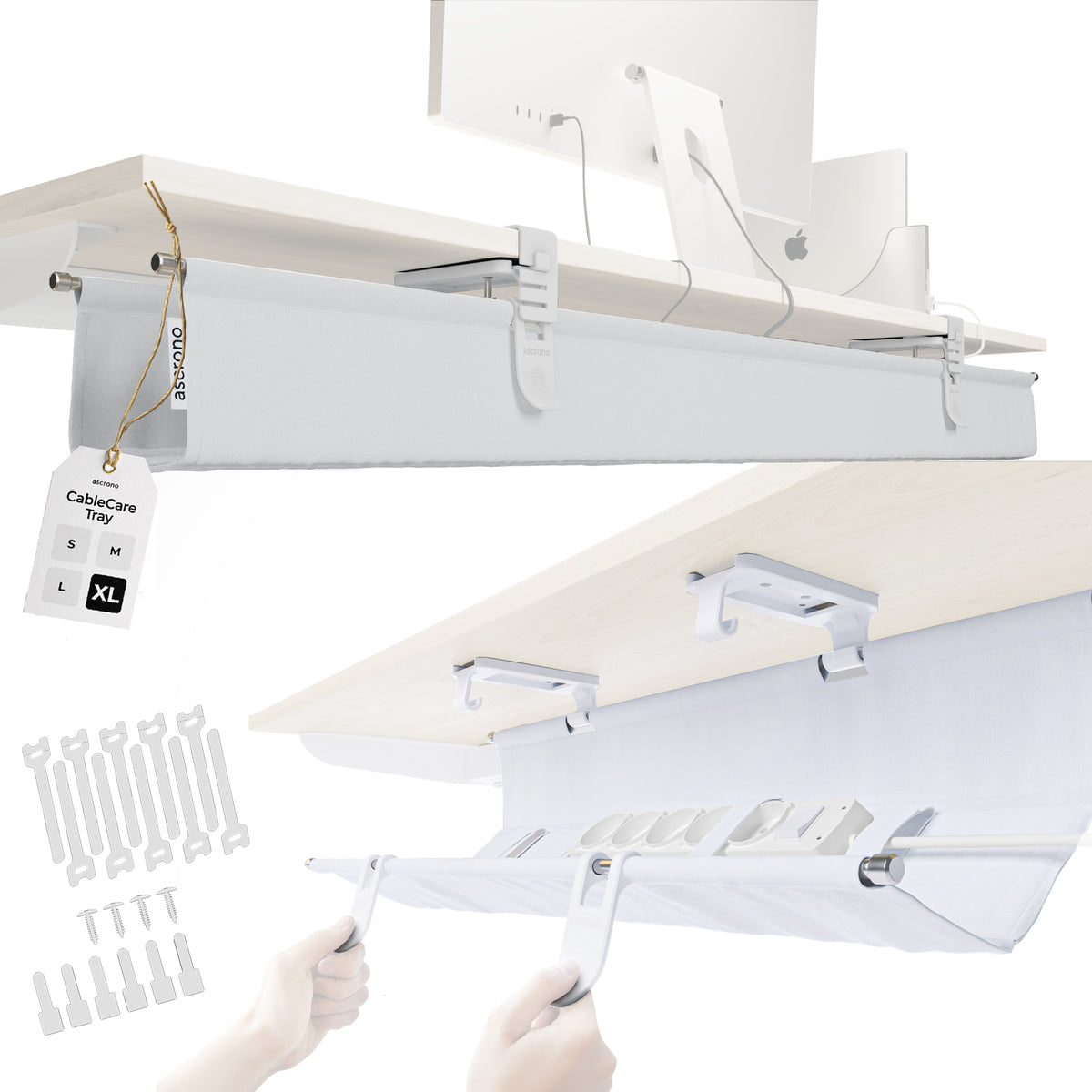 Ascrono CableCare Under-Desk Cable Management Tray