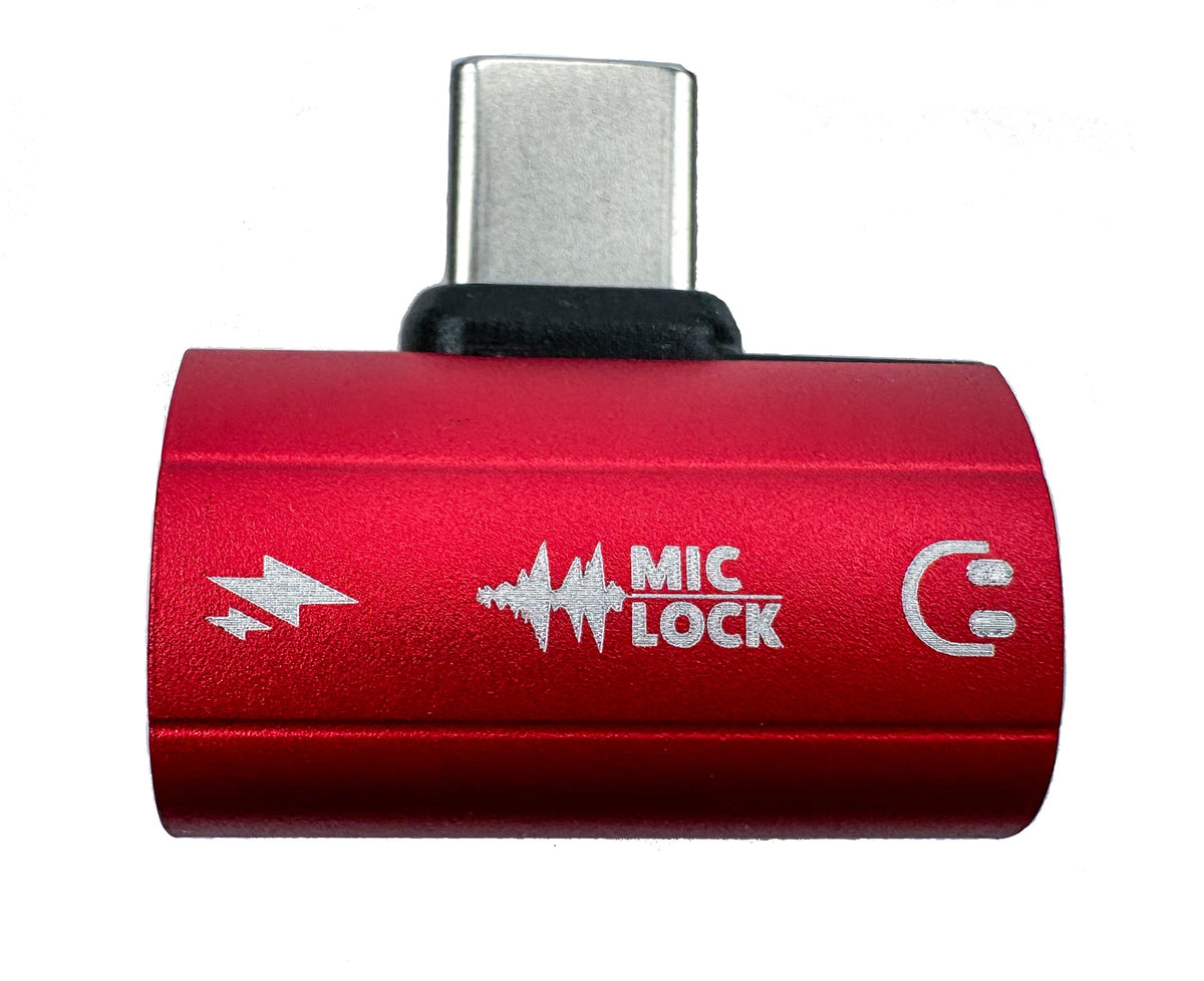 Mic-Lock Red USB-C HiFi SoundPass and Secure Charger adapter