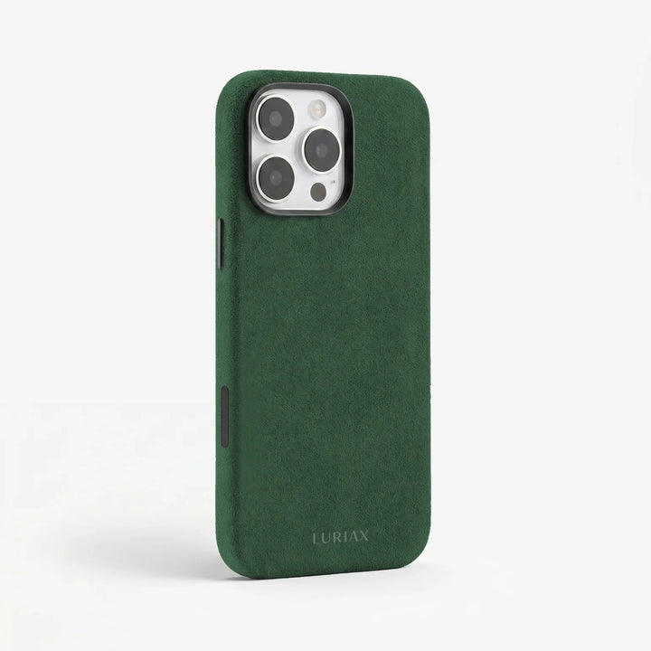 Luriax Modern iPhone 16 Case — British Racing Green — rear view and camera opening
