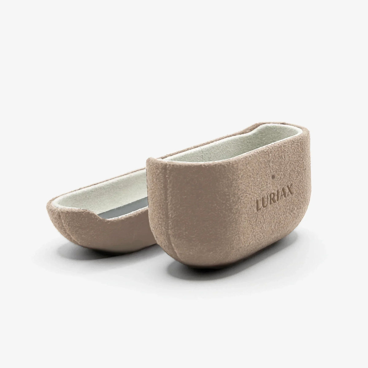 Luriax Alcantara AirPods Pro 2 / Pro 3 Case — Malibu Beige — two-piece cover