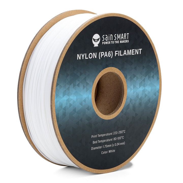 SainSmart white PA6 nylon filament on a cardboard spool