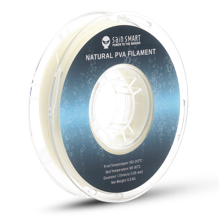 SainSmart Natural PVA filament spool, three-quarter view