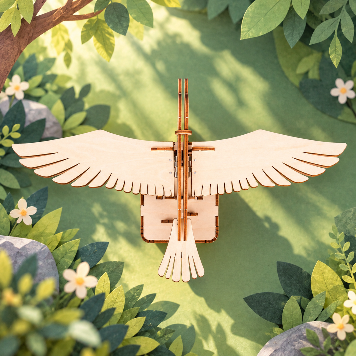 Kitsville Flapping Bird Motorized Engineering Kit — top view with wings spread