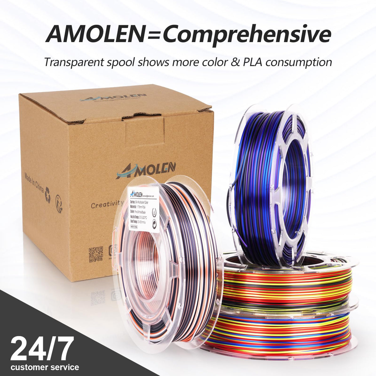 Amolen PLA Silk S-Series Variety Pack (4x1kg) - 1.75MM