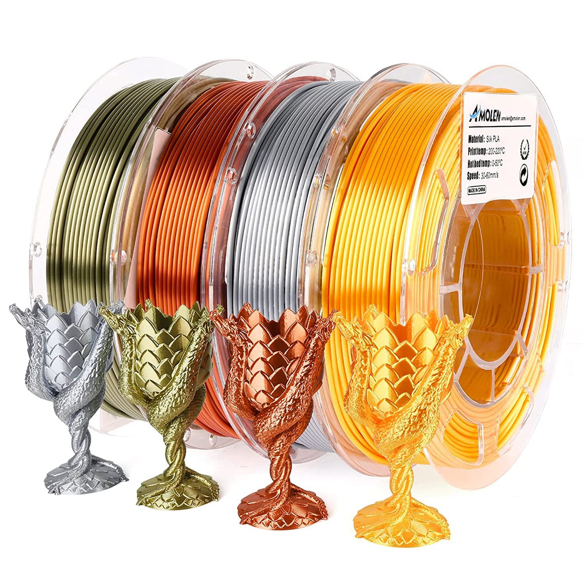Amolen PLA Silk Basic Variety Pack (4x200g) - 1.75MM