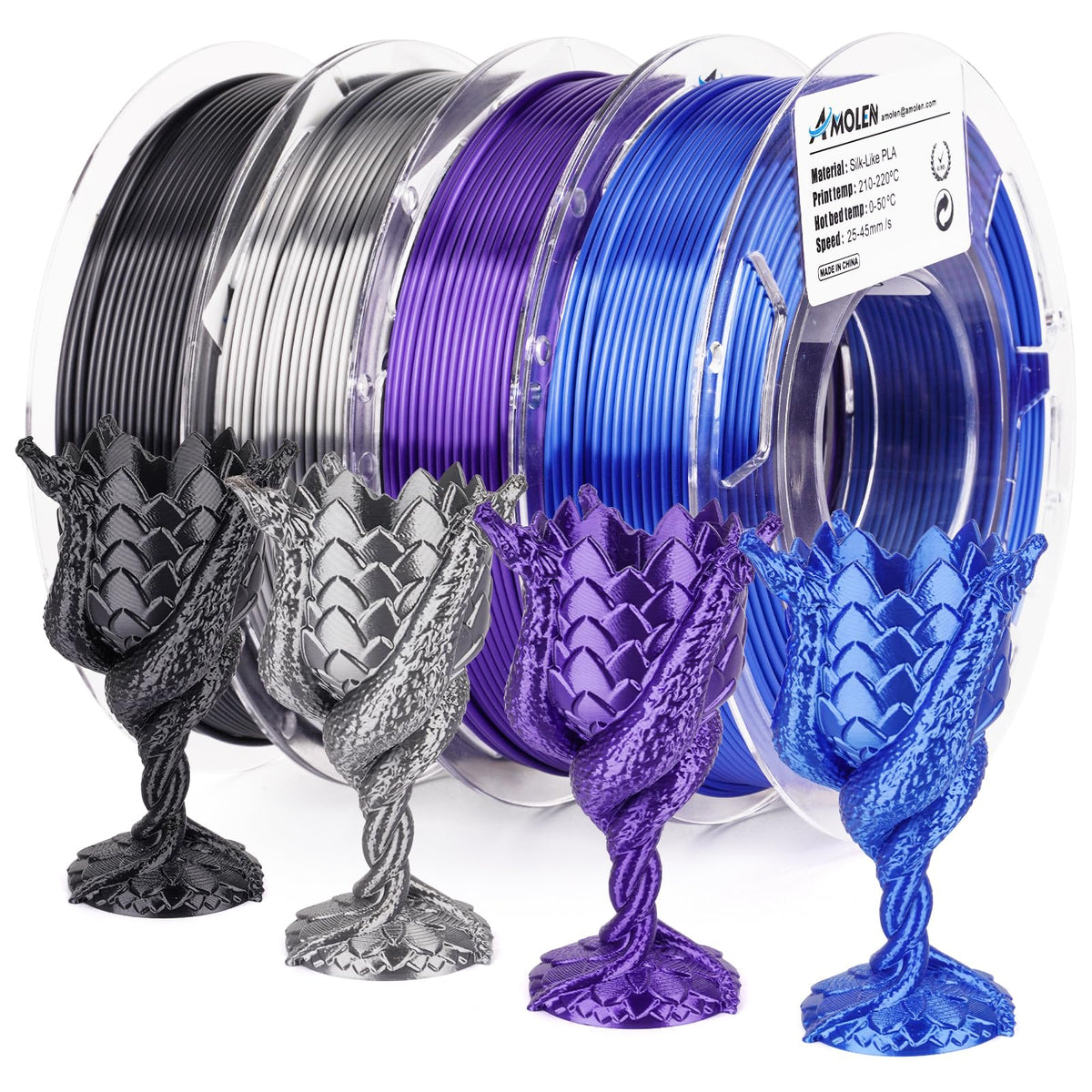 Amolen PLA Silk Basic Variety Pack (4x200g) - 1.75MM