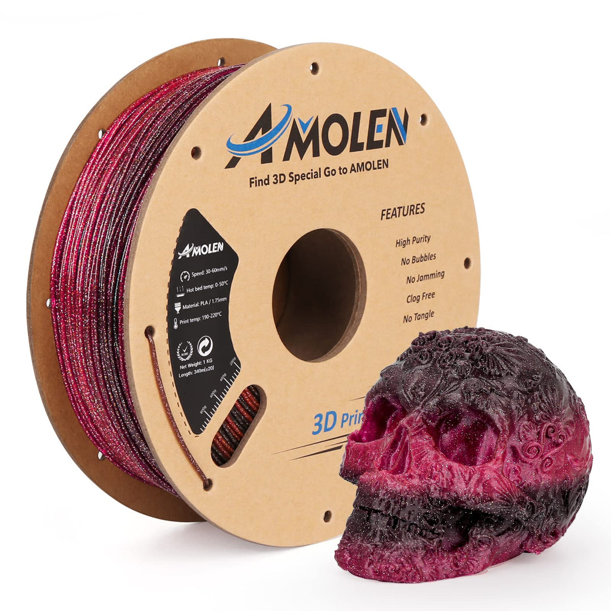 Amolen PLA Galaxy / Sparkle & Shiny 1.75mm, 1KG/2.2LB