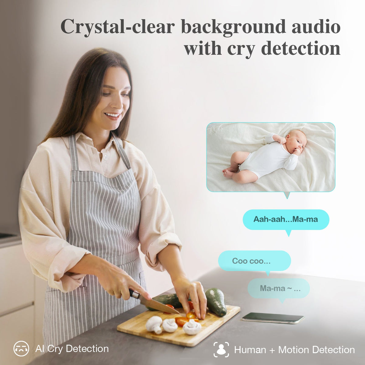 Sense-U Background audio and cry notification illustration