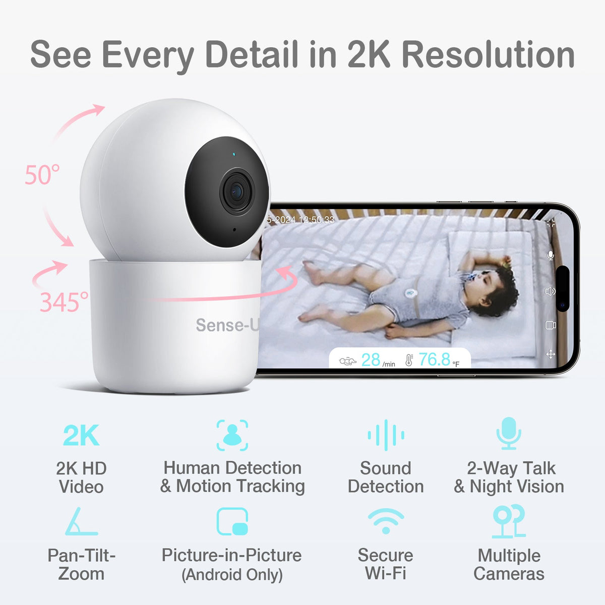 Sense-U Standard PTZ camera pan and tilt feature overview