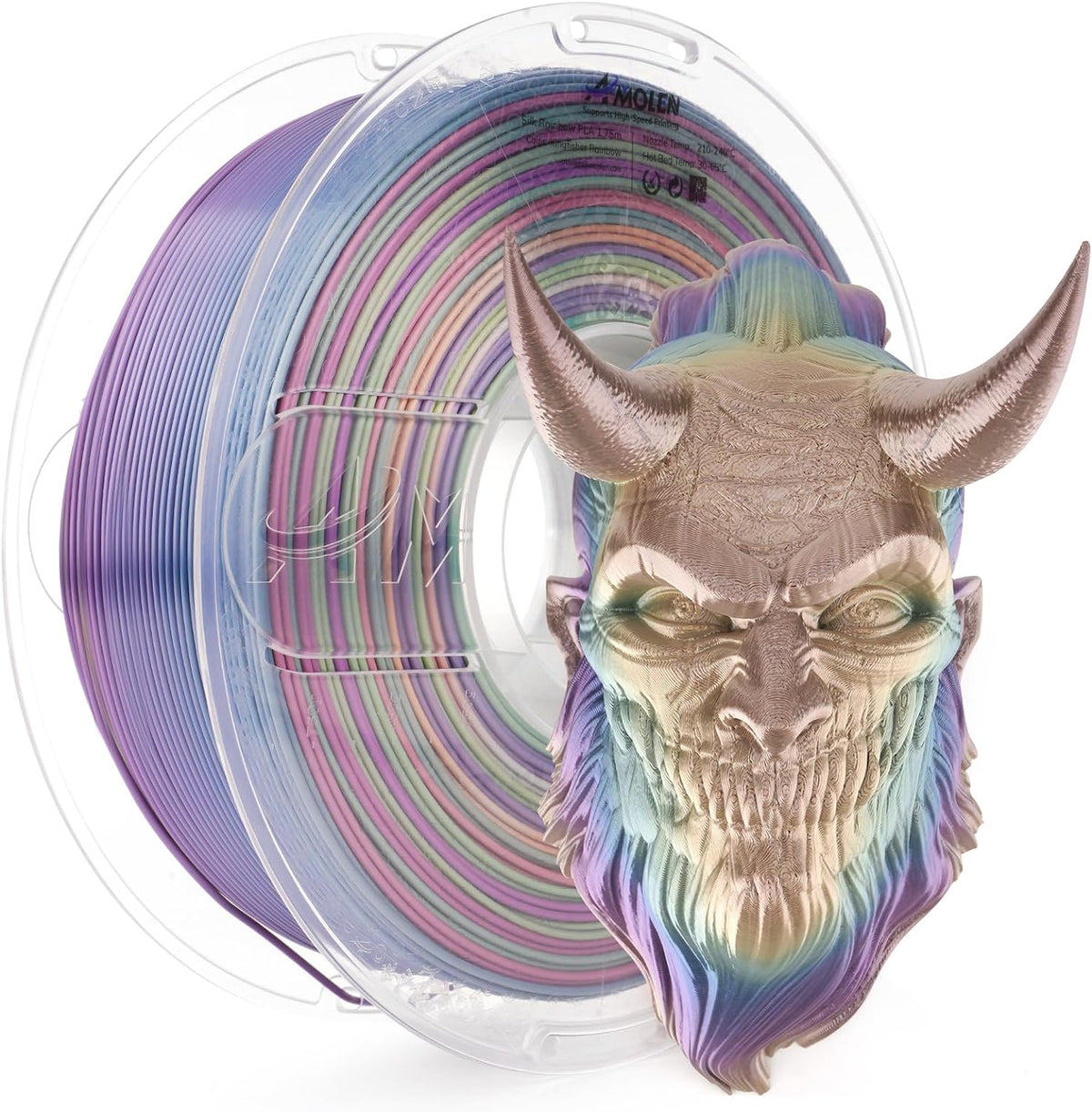 Amolen PLA Silk Rainbow 1.75mm, 1KG/2.2LB