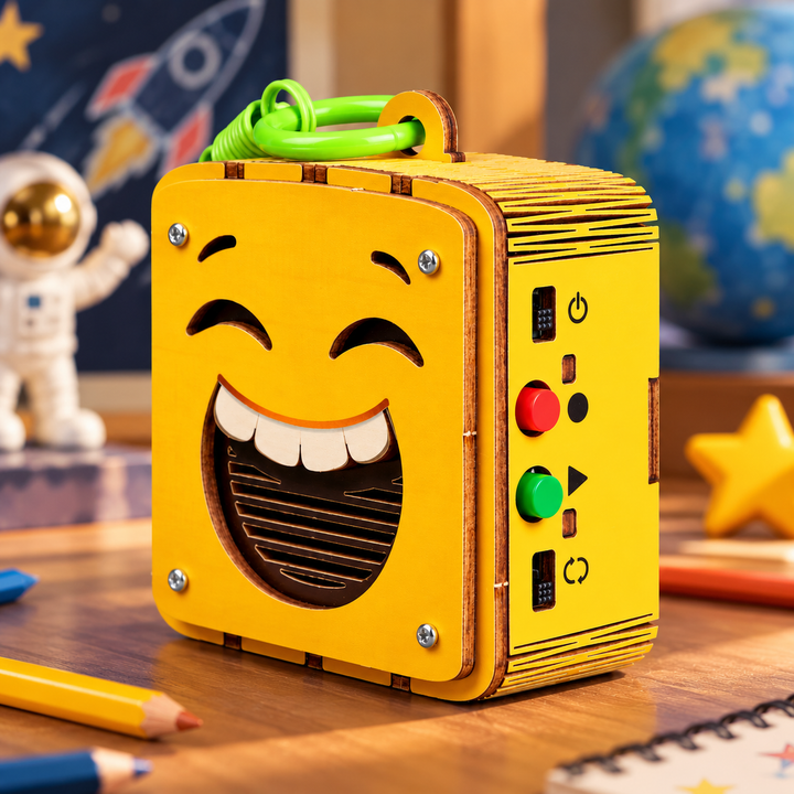 Kitsville Emoji Voice Recorder Electronics Kit — assembled yellow voice recorder