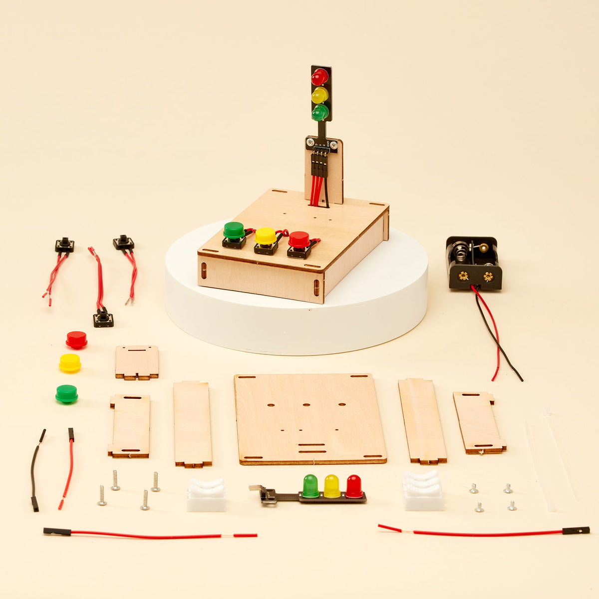 Kitsville ST003: Traffic light kit parts laid out