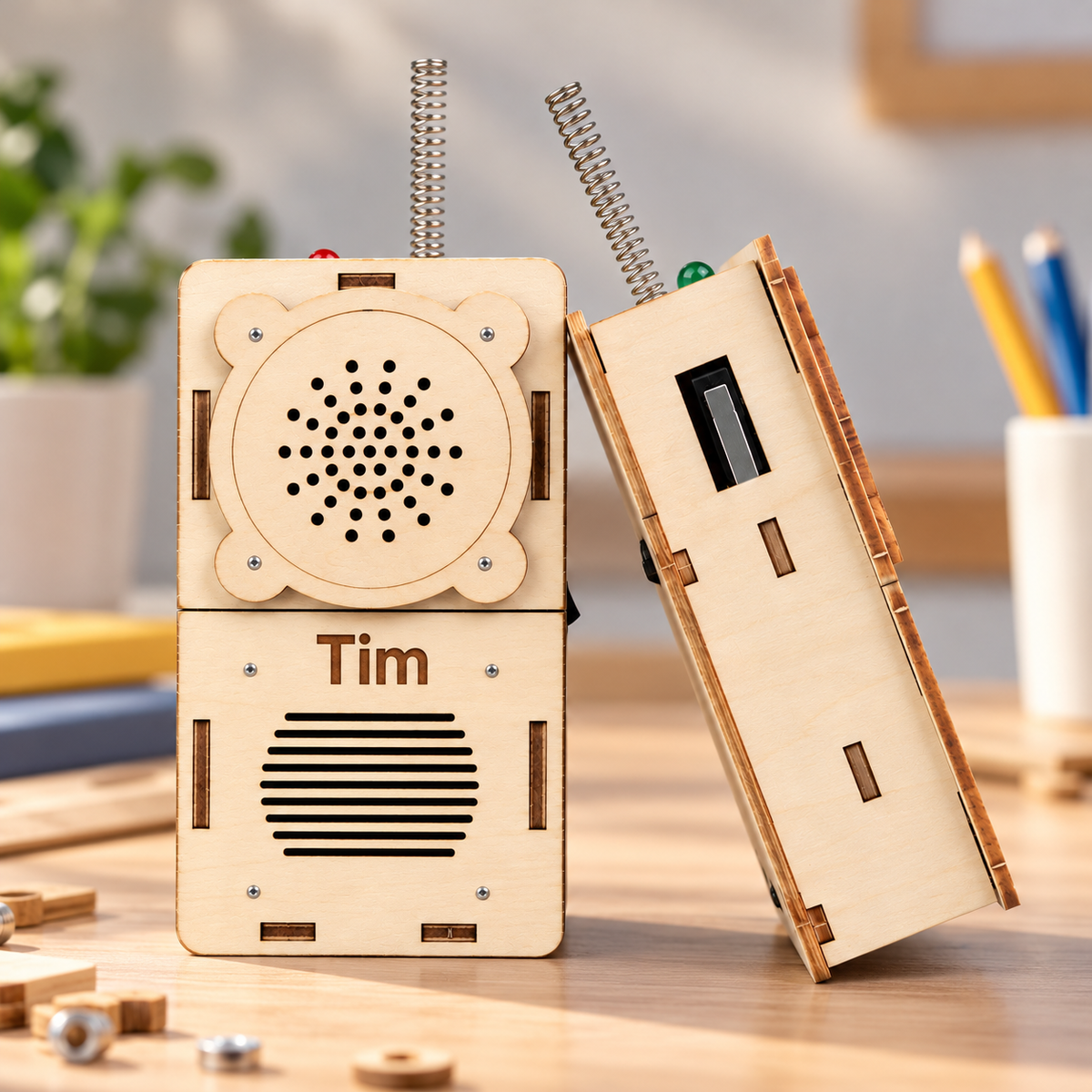 Kitsville Walkie-Talkie Electronics Kit – Set of 2 — engraved-name example, personalization excluded