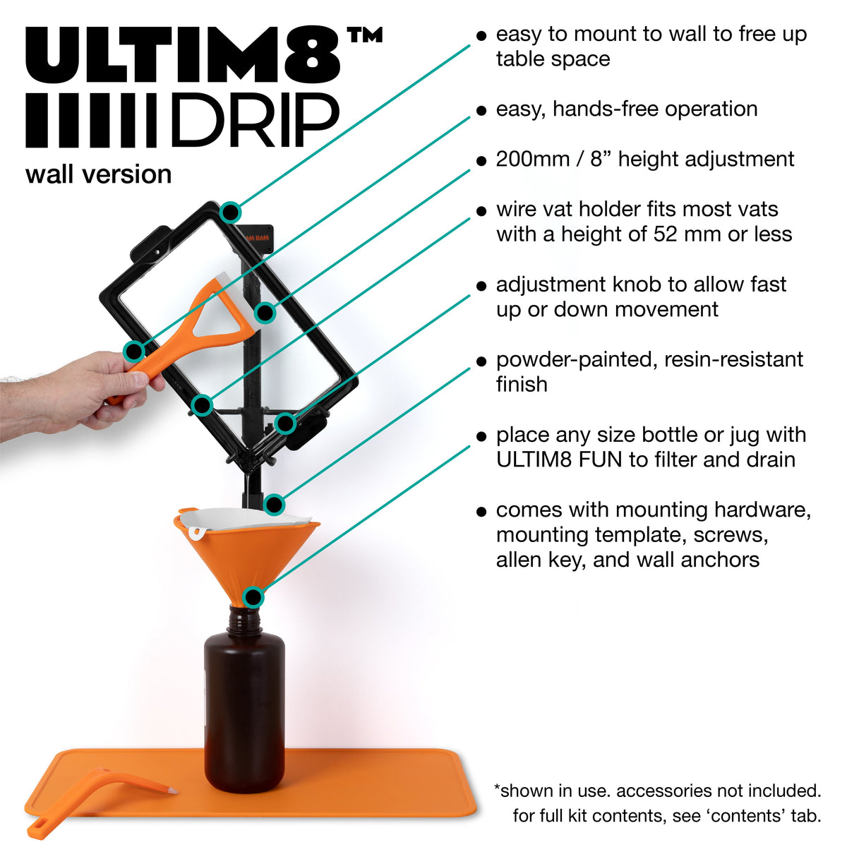 ULTIM8 DRIP wall-mount feature diagram