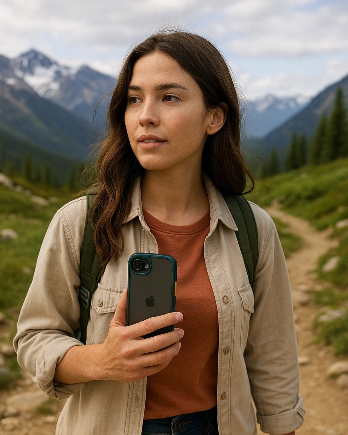 SaharaCase Venture Clear Case for iPhone 17e & iPhone 16e — case demonstration with phone