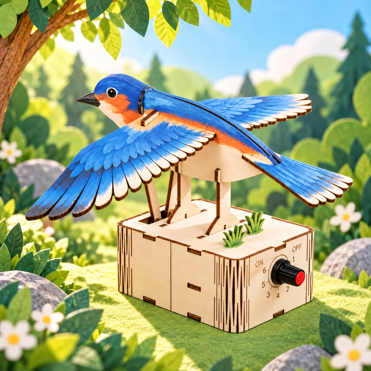 Kitsville Flapping Bird Motorized Engineering Kit — painted flapping bird