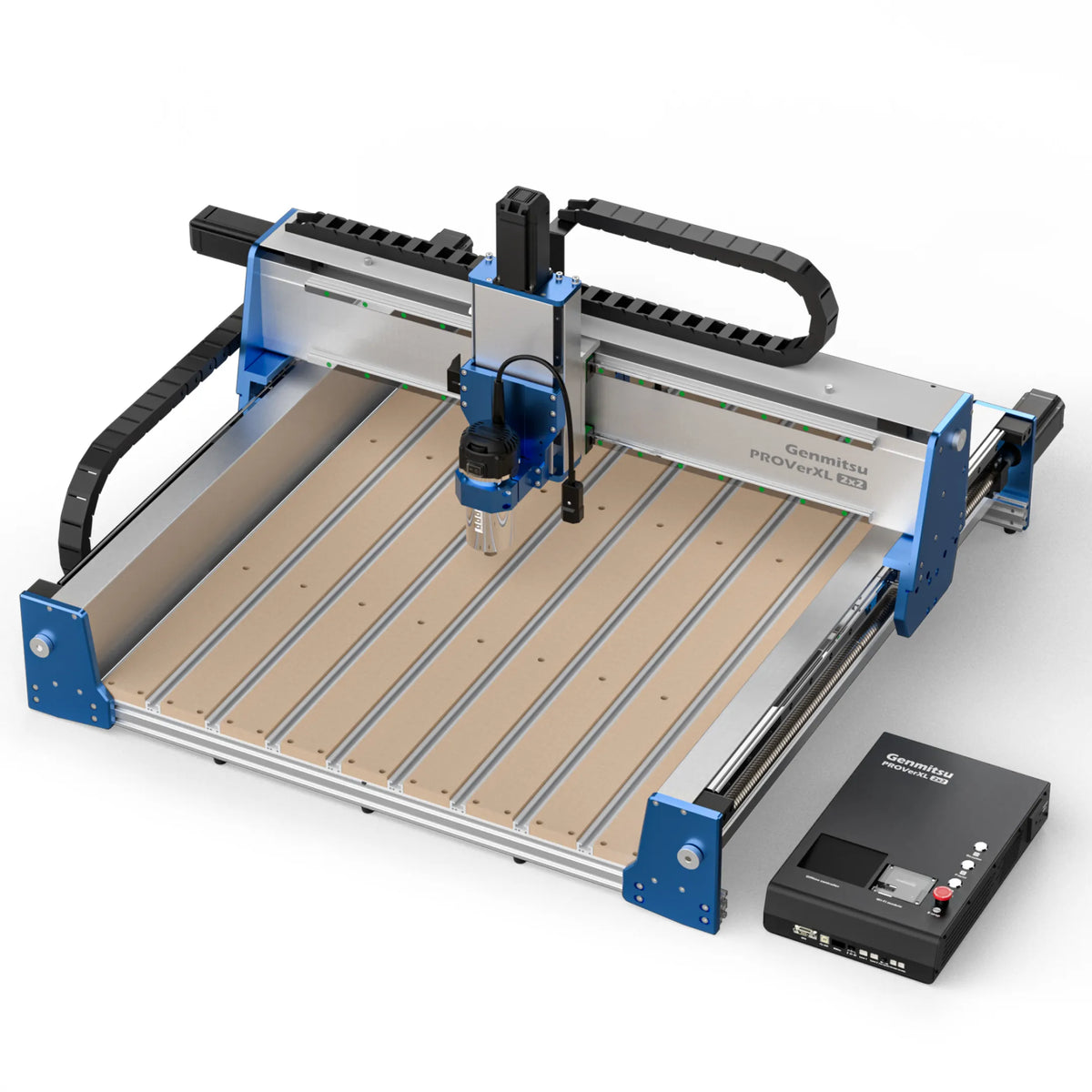 Genmitsu PROVerXL 2×2 CNC Router — 710W — angled view of hybrid table and controller