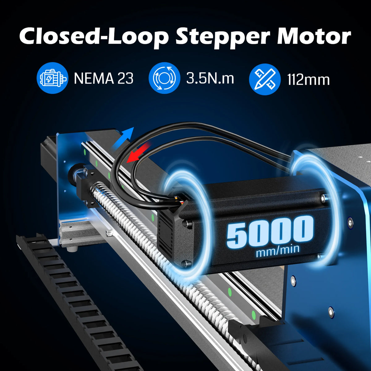 Genmitsu PROVerXL 2×2 CNC Router — 710W — closed-loop NEMA 23 motor illustration