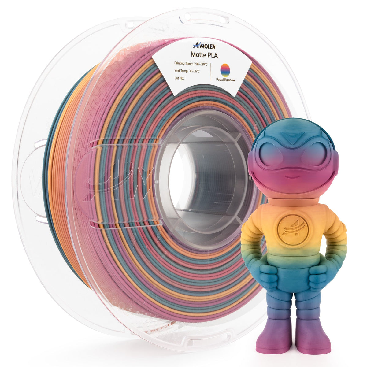 Amolen PLA Matte Rainbow Filament 1.75mm, 1KG/2.2LB