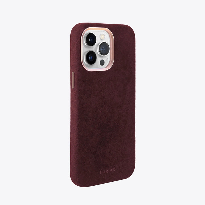 Luriax Modern iPhone 14 Case — Bordeaux Rose — rear view and camera opening