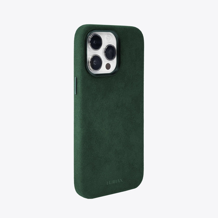 Luriax Modern iPhone 14 Case — British Racing Green — rear view and camera opening